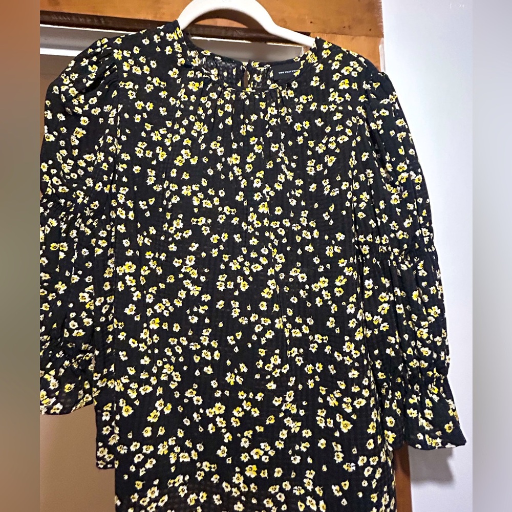 Who What Wear Black Floral Top - WORN ONCE!
